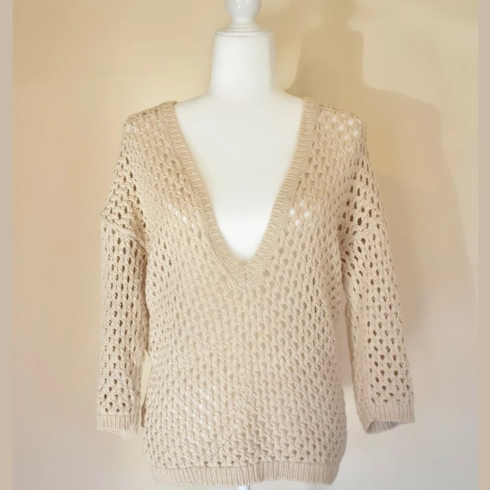 Ann Taylor Open Crochet Top Small